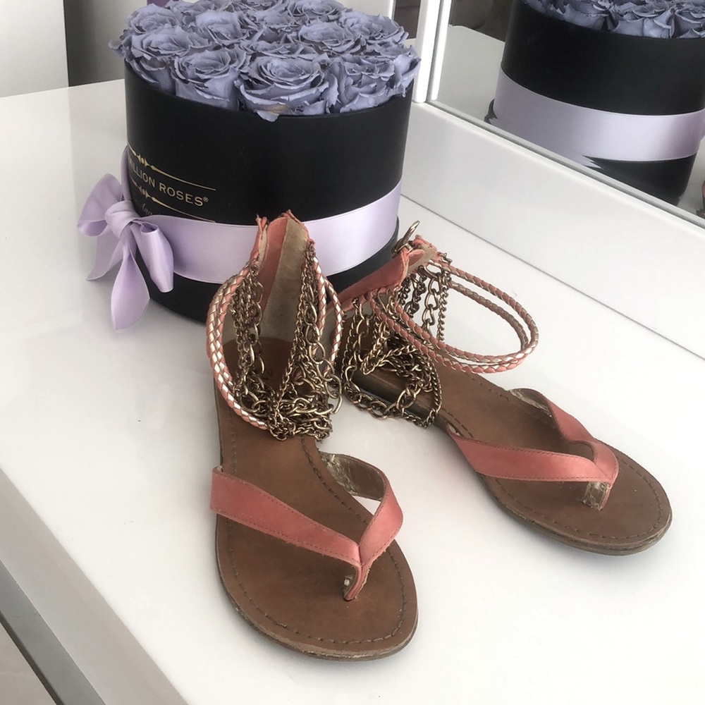 Zigi Soho Braided Gold Chain Ankle Strap Sandals 6